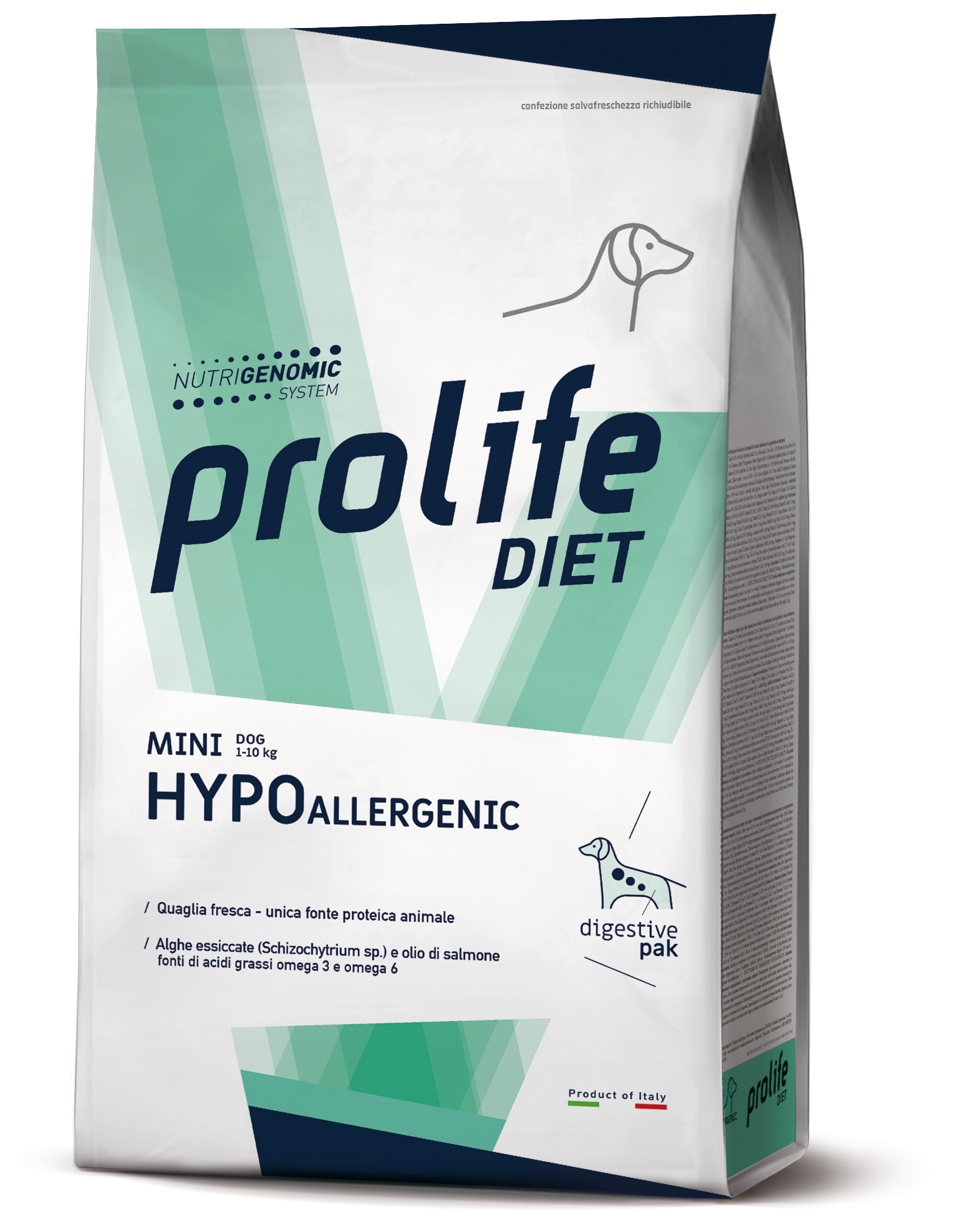 Alimento completo dietetico per il cane adulto di taglia media e grande formulato per la riduzione di intolleranze a ingredienti e sostanze nutritive.
