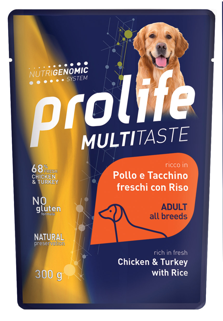 Complete food rich in fresh beef and fresh veal fresco with potatoes for adult dogs.
