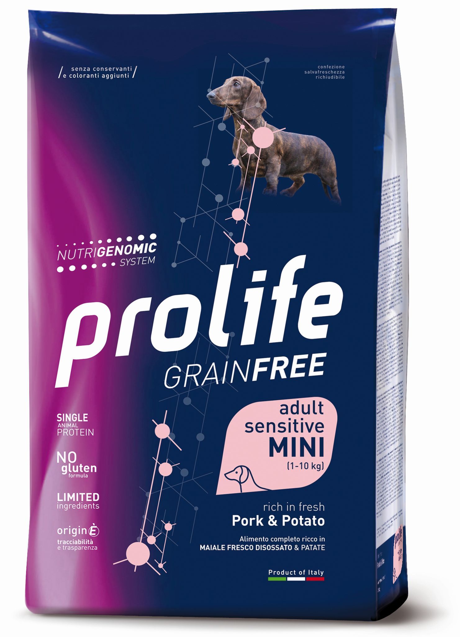 Complete pet food, rich in fresh deboned sole fish and potatoes for adult dogs.
